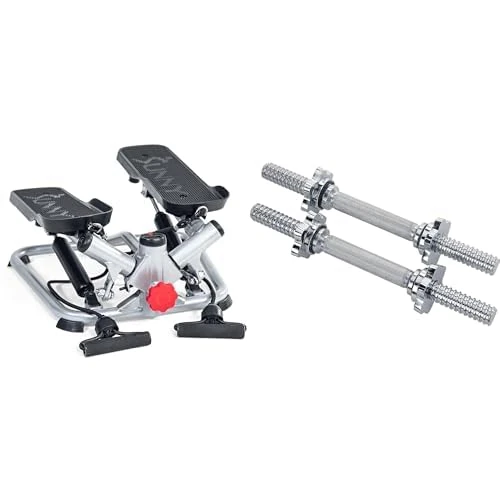 Sunny Health & Fitness Advanced Twist Stepper Machine with Resistance Bands - SF-S0979 + Sunny Health & Fitness 35.5 cm (14") Threaded Chrome Dumbbell Bar