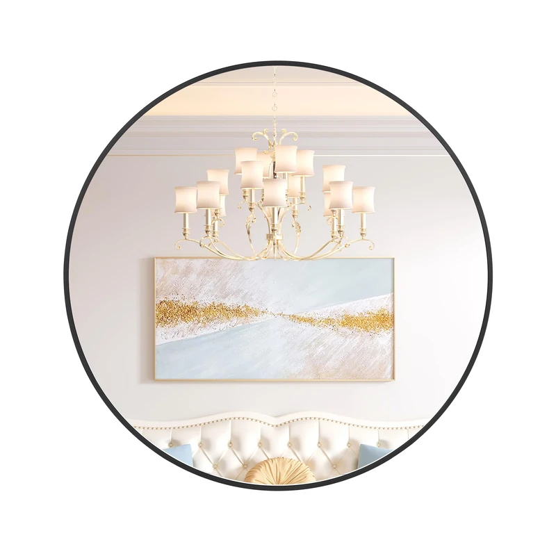 GAOMON 24 Inch Circle Mirror, 2024 New Round Mirror, Black Metal Frame Circle Mirror, HD Eco-Friendly Round Wall Mounted Mirrors for Entryway, Bathroom, Bedroom, Round Mirrors for Wall Decor