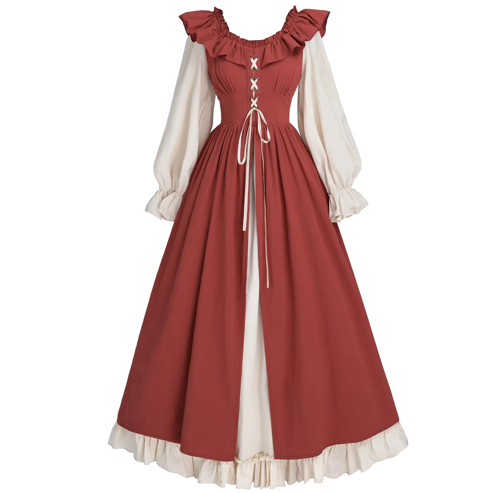 CR ROLECOS Womens Medieval Dress Renaissance Dress Party Dress Victorian Costume For Women Halloween Costume Red XL