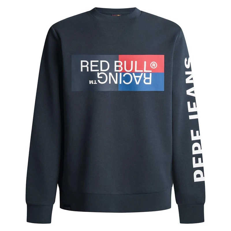 Red Bull Racing X Pepe Jeans Men's RBR COLOUR BLOCK GRAPHIC CREW Sweatshirt, Blue (DULWICH BLUE), S
