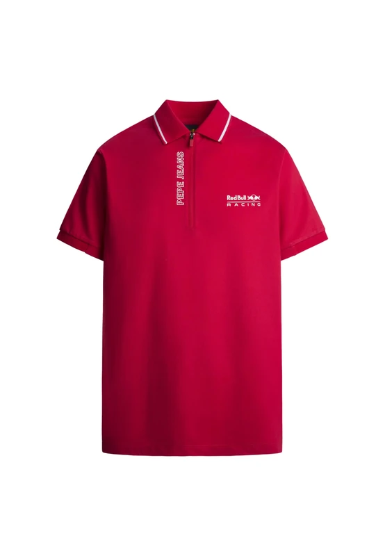 Red Bull Racing X Pepe Jeans Men's RBR Sports Zip Placket Polo Polo, Red (Mars RED), XL