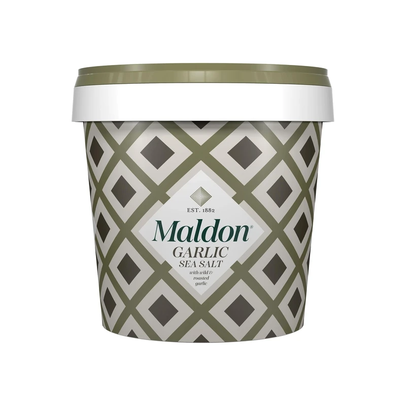 Maldon Garlic Sea Salt, With Wild and Roasted Garlic, Perfect for a Wide Range of Dishes, Fantastic Burst of Flavour, Pyramid-Shaped Flakes 500g Tub