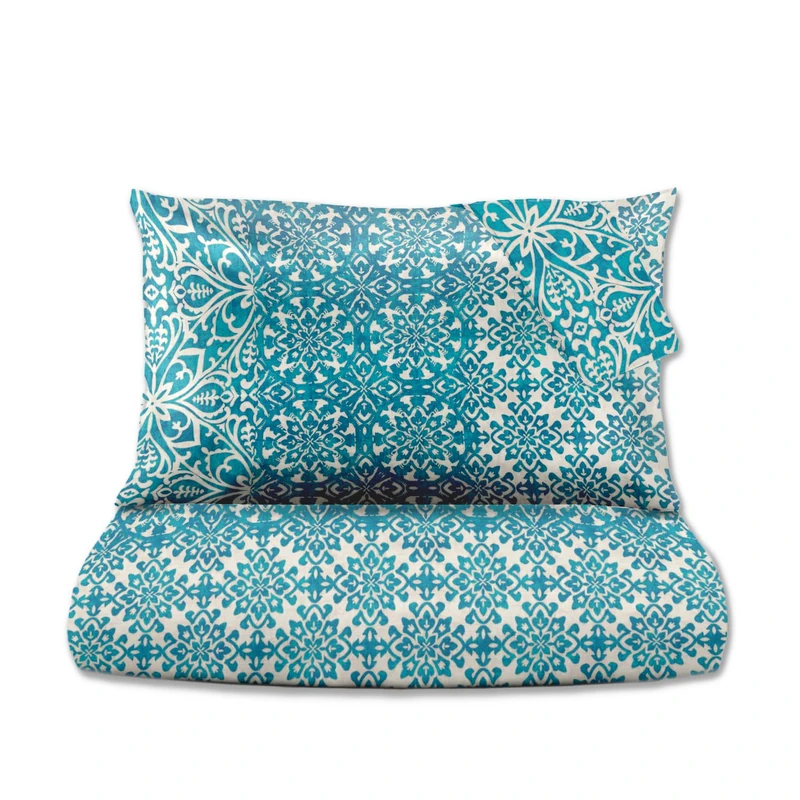 le vie del cotone, Azulejos Pure Cotton Double Duvet Cover Set - Image 1