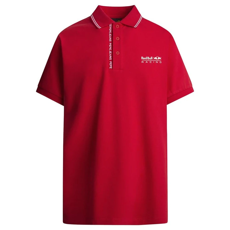 Red Bull Racing X Pepe Jeans Men's RBR Tipped Logo Polo Polo, Red (Mars RED), L
