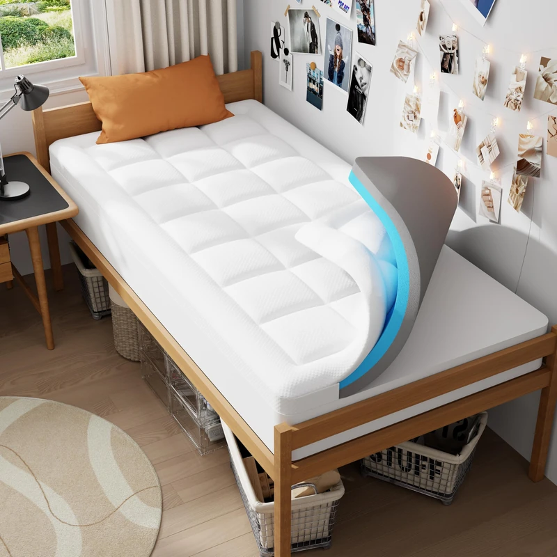 ELEMUSE Dual-layer Memory Foam Mattress Topper with Bamboo Pillow Top Cover for Back Pain Relief, with OEKO-TEX & CertiPUR-US (Small Double 120x190cm,10cm)