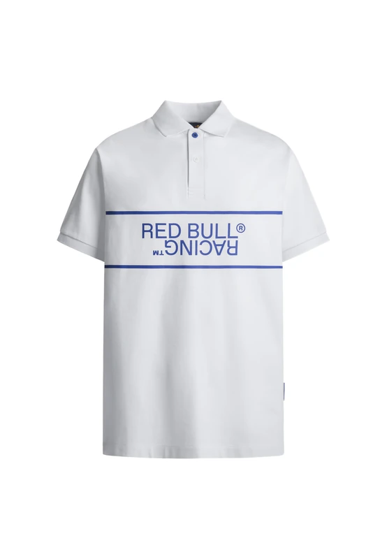 Red Bull Racing X Pepe Jeans Men's RBR Panel Print Logo Polo Polo, White (White), L