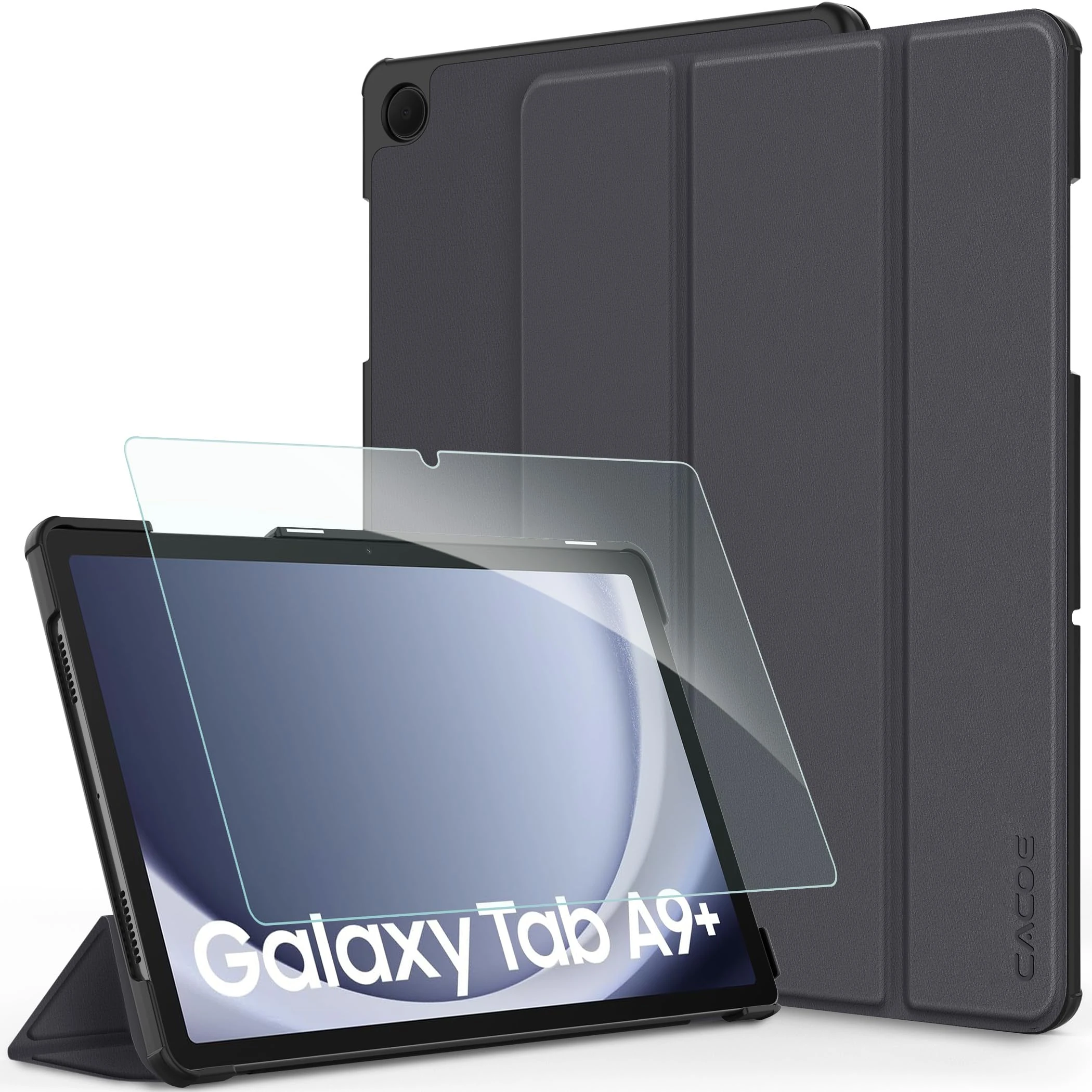 CACOE Case for Samsung Galaxy A9+ Plus Tablet case with Screen Protector 11 inch 2023 – Full Protective Case for Galaxy Tab A9+ Plus, Ultra Thin Cover with Stand, Dark Grey