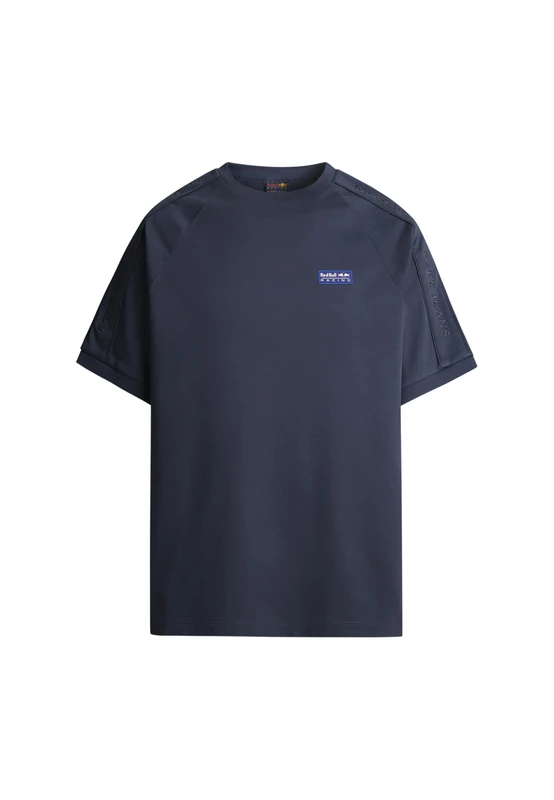 Red Bull Racing X Pepe Jeans Men's RBR Luxe EMB Tape TEE T-Shirt, Blue (Dulwich Blue), L