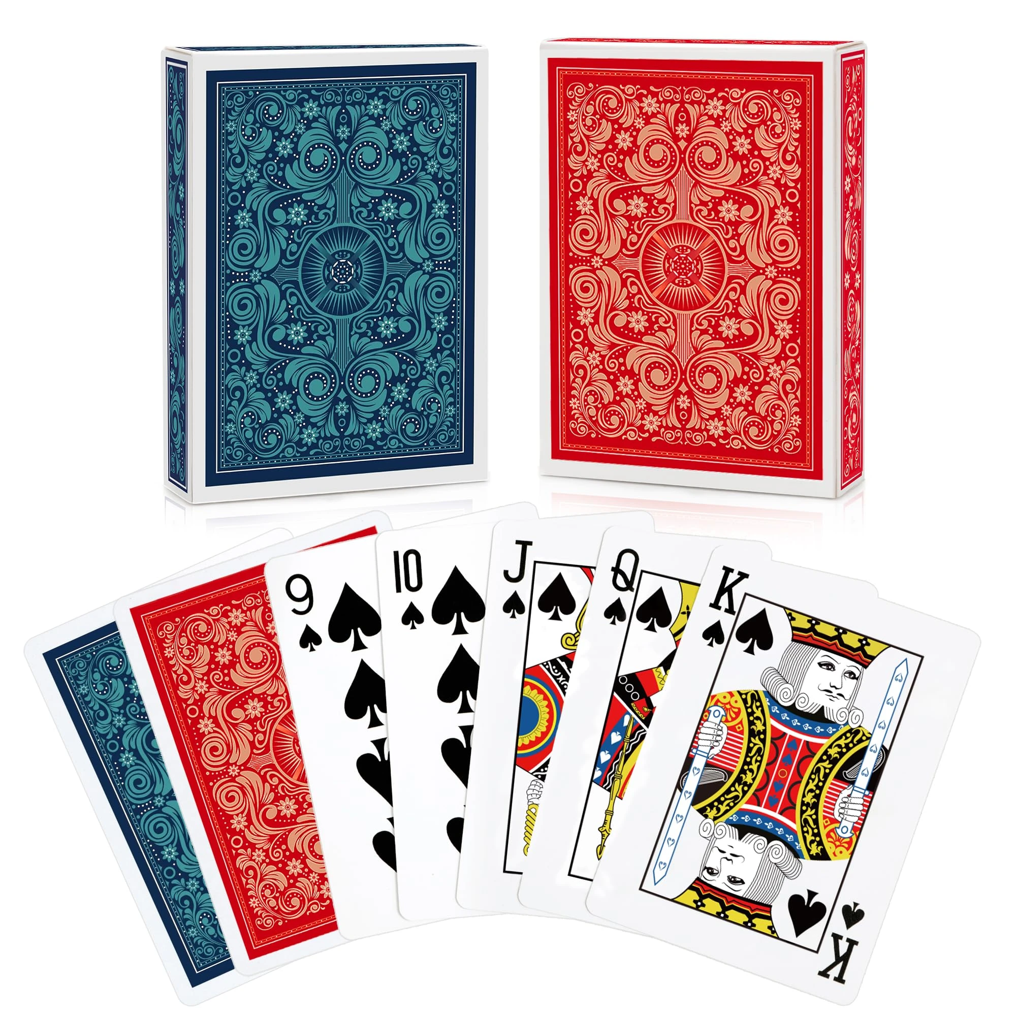 Aomaic 2 Pack Playing Cards Decks of Cards Poker Card for Adults Pack of Cards Professional Standard Index Playing Cards Set for Card Games Pinochle Cartas Magic Props