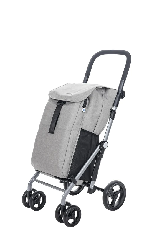 CARLETT Shopping, Foldable Supermarket Trolley with 4 Wheels and a Large Capacity of 25 kg, Main 48 L, Thermal Bag 10 L and Waterproof Fabric, Alloy steel, rubber, polyvinyl chloride (PVC), Gray, 25kg