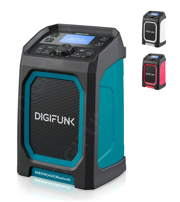 DigiFunk Work Site Radio | USB Rechargeable | DAB+, DAB, FM, Bluetooth, AUX Input | IP65 Waterproof Rugged Durable Design | Perfect for Builders, Outdoors, Warehouse, Garage, DIYer, Shed | Green