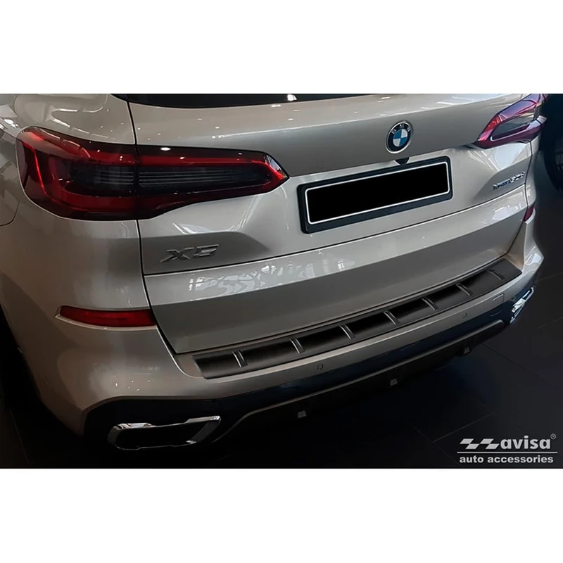 Avisa Black Stainless Steel Rear bumper protector compatible with BMW X5 (G05) M-Sport 2018- 'STRONG EDITION'