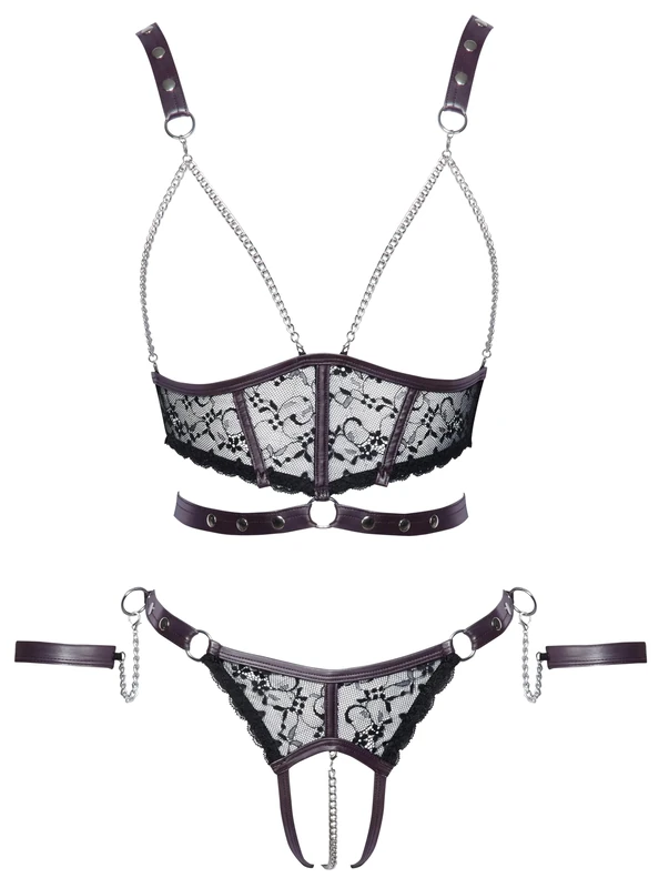 Cottelli Bondage Women's Top Set Black/Purple L