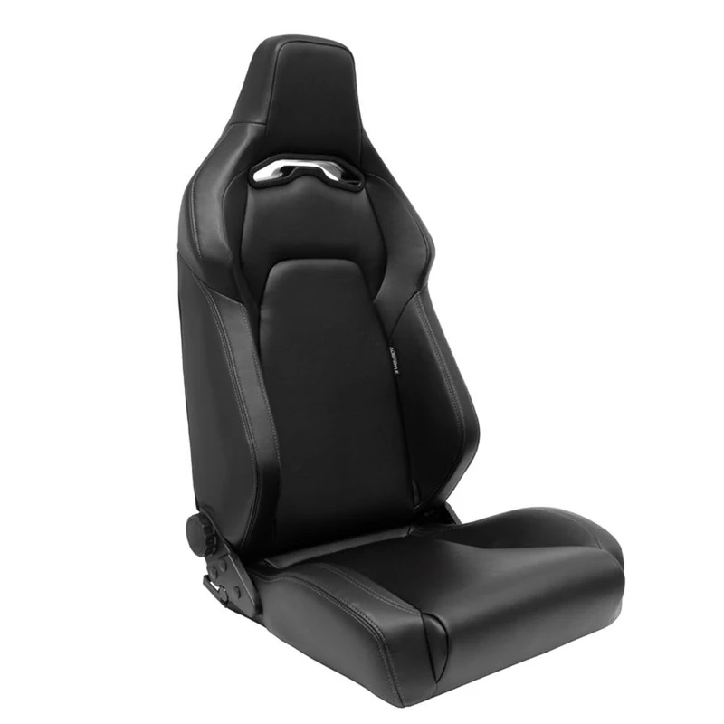 AutoStyle Sport seat 'VGR' - Black Synthetic leather + Silver stitching - Dual-side reclinable back-rest - incl. slides