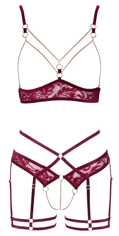 Abierta Fina Women's Suspender Set Red L