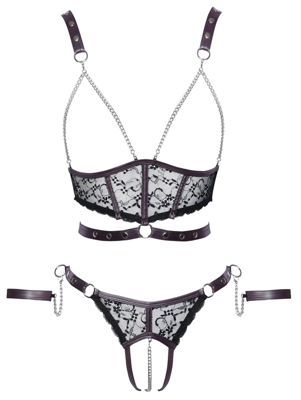 Cottelli Bondage Women's Top Set Black/Purple M