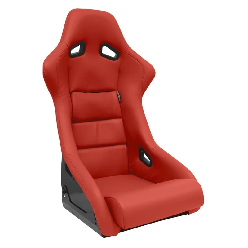 AutoStyle Sport seat 'BS1' - Red Synthetic leather - Non-reclinable fibreglass back-rest - incl. slides