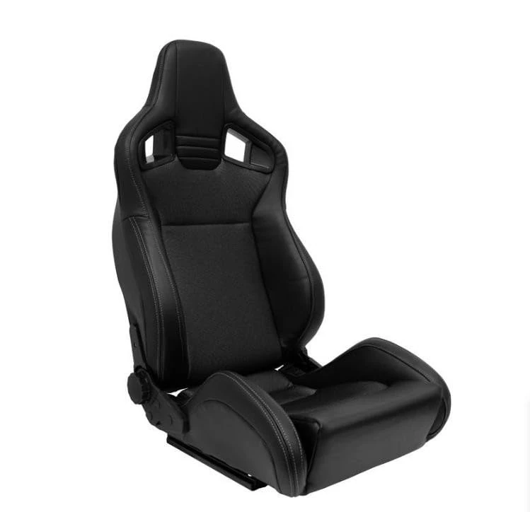 AutoStyle Sport seat 'NK' - Black Synthetic leather + Grey Fabric - Dual-side reclinable back-rest - incl. slides