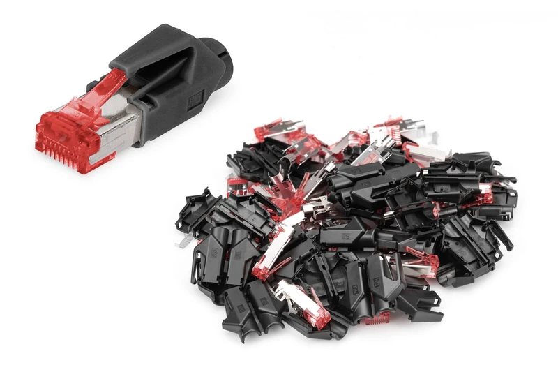 DIGITUS A-MO6 8/8 HRS – RJ45 Cat 6 network plug – 50 pieces Hirose TM21 – Cat6 crimp plug shielded – for network cables, patch cables, Ethernet cables – 1GBase-T – 8P8C – AWG 27/7 to AWG 24/7