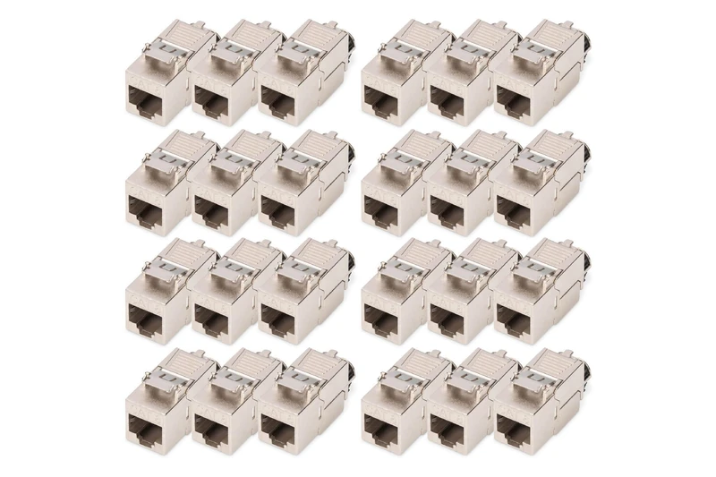 Digitus DN-93816 – Keystone module Cat 8.1 – 24 units – RJ45 network socket Cat8 shielded – 2000 MHz – 25GBase-T & 40GBase-T – 25 Gbit/s & 40 Gbit/s – AWG 26/7 to AWG 22/1 – Tool-free installation
