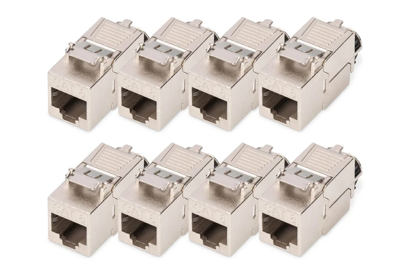 Digitus DN-93816 – Keystone module Cat 8.1 – 8 pieces – RJ45 network socket Cat8 shielded – 2000 MHz – 25GBase-T & 40GBase-T – 25 Gbit/s & 40 Gbit/s – AWG 26/7 to AWG 22/1 – Tool-free installation