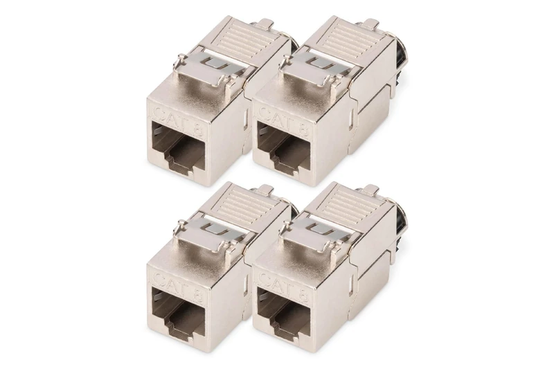 Digitus DN-93816 – Keystone module Cat 8.1 – 4 pieces – RJ45 network socket Cat8 shielded – 2000 MHz – 25GBase-T & 40GBase-T – 25 Gbit/s & 40 Gbit/s – AWG 26/7 to AWG 22/1 – Tool-free installation