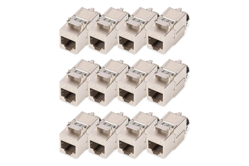 DIGITUS DN-93816 – Keystone module Cat 8.1 – 12 pieces – RJ45 network socket Cat8 shielded – 2000 MHz – 25GBase-T & 40GBase-T – 25 Gbit/s & 40 Gbit/s – AWG 26/7 to AWG 22/1 – Tool-free installation