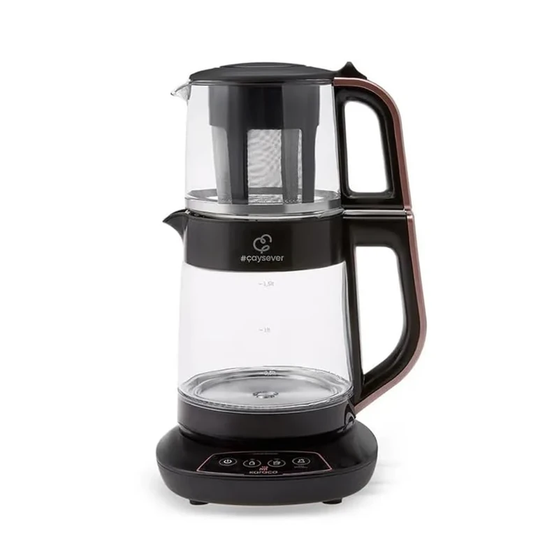 KARACA Caysever 3 in 1 Talking Automatic Tea Maker Kettle and Baby Food Water Preparation, 1700W, Rose Gold