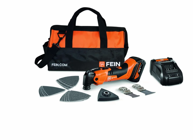 FEIN Multimaster AMM 500 Plus 4.0 Ah Nylon Bag Edition, Set of 18 Accessories. Compatible with AMPShare or Bosch Professional 18 V Batteries, with 18 V/4 Ah Battery and Quick Charger. in Nylon Bag