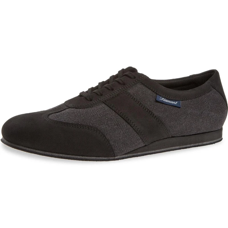 Diamant Men's Trainers Dance Shoes 123-425-563 - Leather/Textile Black - Full-Length Suede Sole - 1.5 cm Wedge Heel - Made in Germany, Black Grey, 10.5 UK