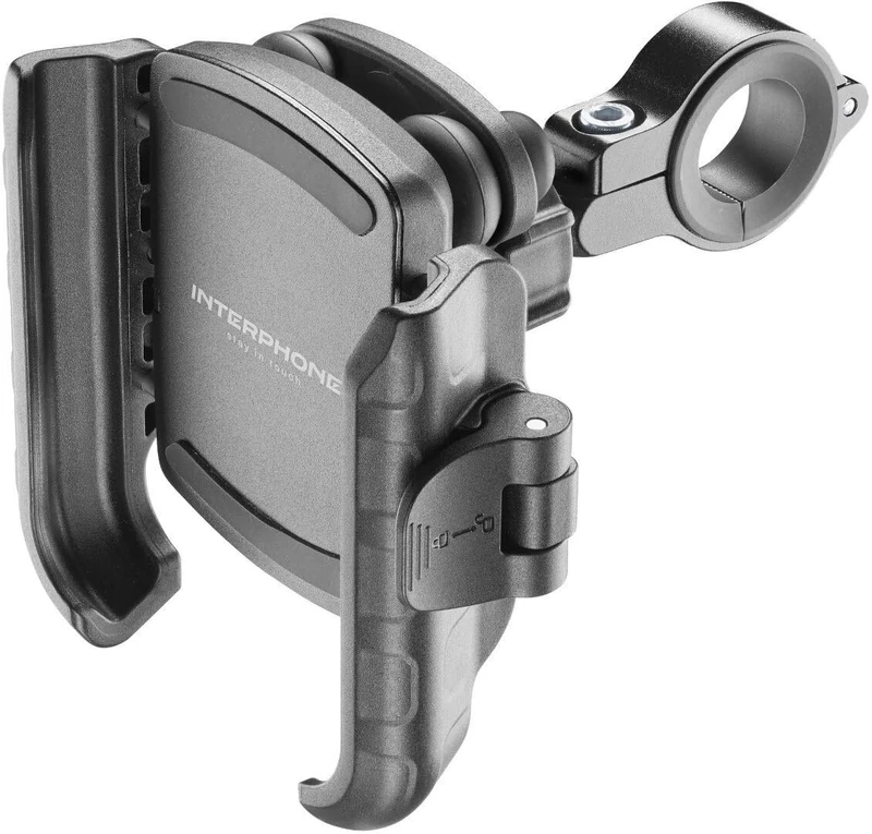 INTERPHONE SMCRAB24PRO – Universal Smartphone Holder with Anti Vibration PRO for Motorcycles – Aluminium – Rotatable to 360 mm for Round Handlebars Diameter 16/30 mm - Image 1
