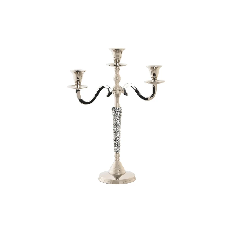 Aluminium Candlestick 26 x 10 x 35 cm 3 Velas Plateado