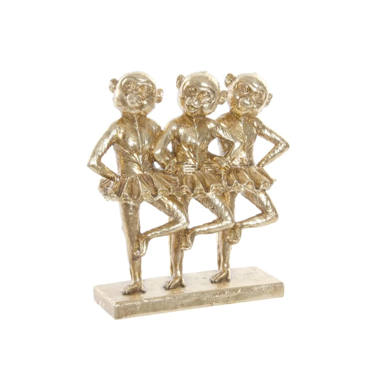 Resin Figure 23 x 9.5 x 24 Monos Bailarinas Dorado - Image 1