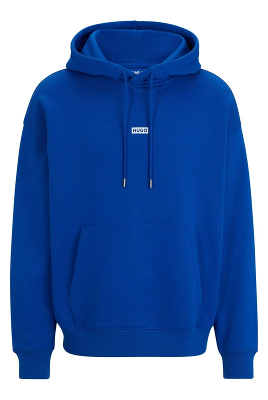 HUGO Mens Nazardo Cotton-terry loose-fit hoodie with logo details
