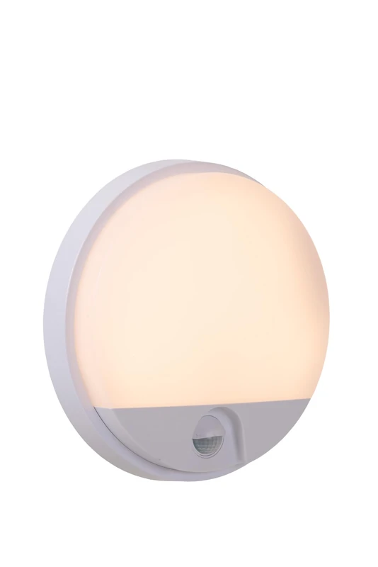 LUCIDE HUPS IR - Wall Light Indoor/Outdoor - Ø 21 cm - LED - 1x10W 3000K - IP54 - Motion Sensor - White - Image 1