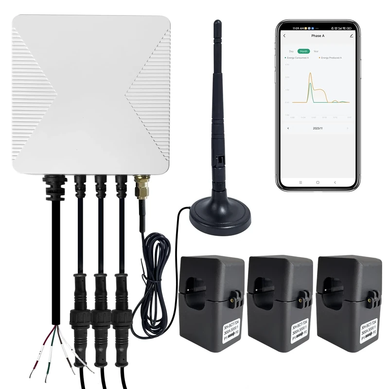 OWON 1 or 3 Phase Tuya Wi-Fi Bi-Directional Energy Monitor,Smart Home Power Monitor with 3 * 300A Clamp, Track Electricity in Real Time, Solar/Net Metering