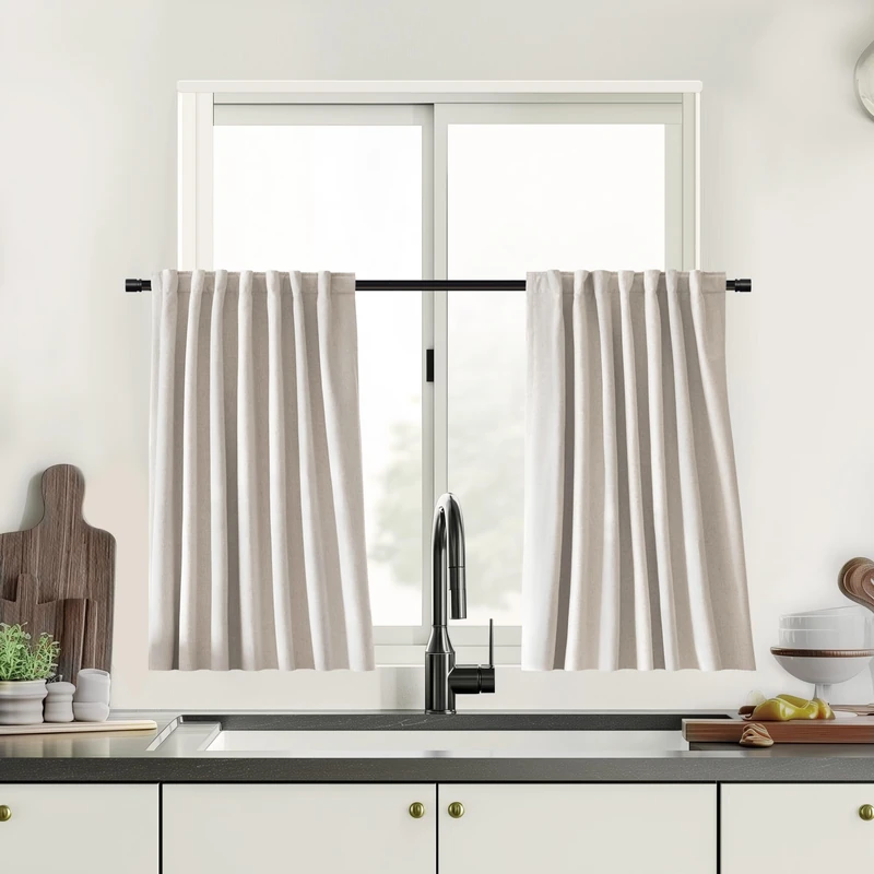 UHITECH 45 Inch Long Short Blackout Curtains for Bedroom 2 Panels, Ivory