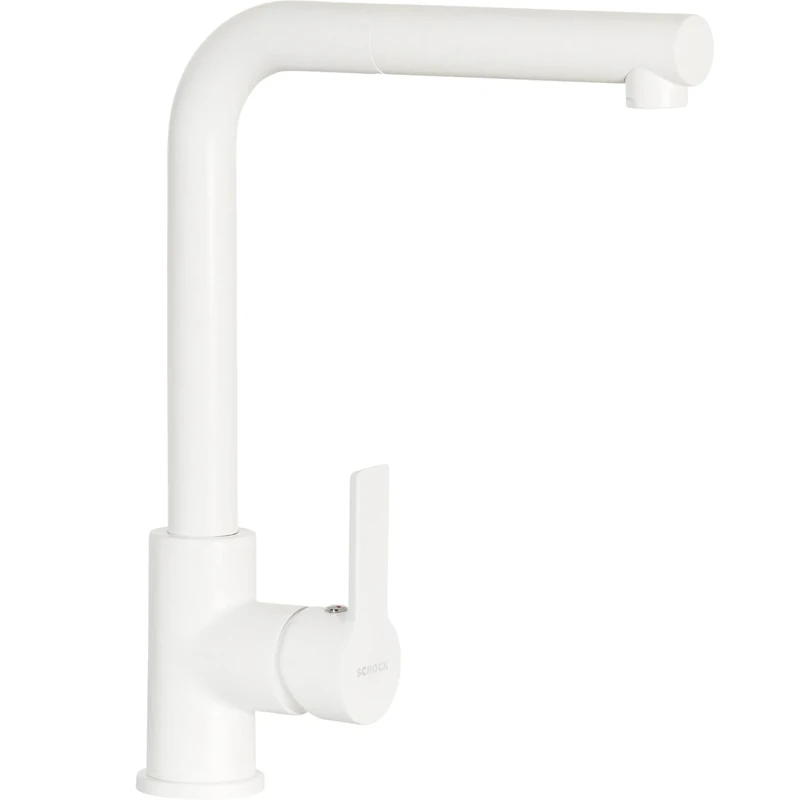 SCHOCK | Aquatown Single Lever Shower Mixer with High Bridge Spout and Pull-Out Shower, Colour Day Matt White, h320