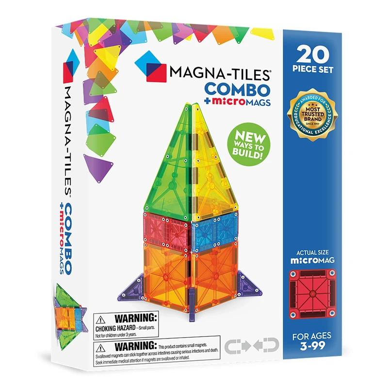Magna-Tiles Combo 20-Piece Magnetic Construction Set, The Original Magnetic Building Brand