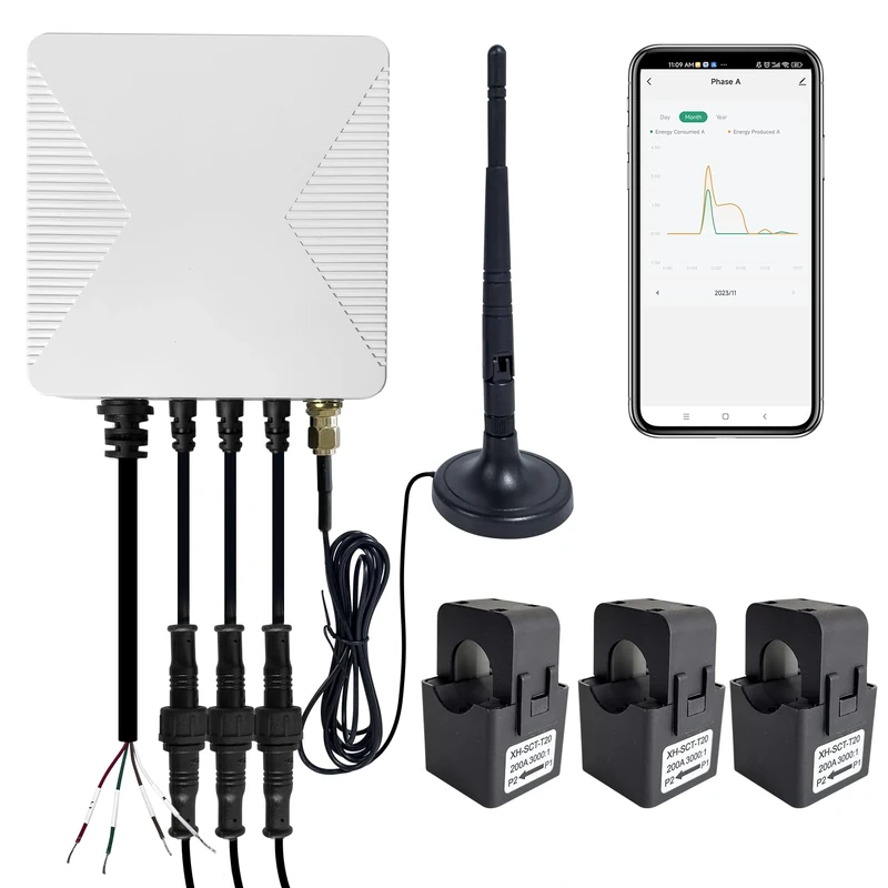 OWON 1 or 3 Phase Tuya Wi-Fi Bi-Directional Energy Monitor,Smart Home Power Monitor with 3 * 200A Clamp, Track Electricity in Real Time, Solar/Net Metering