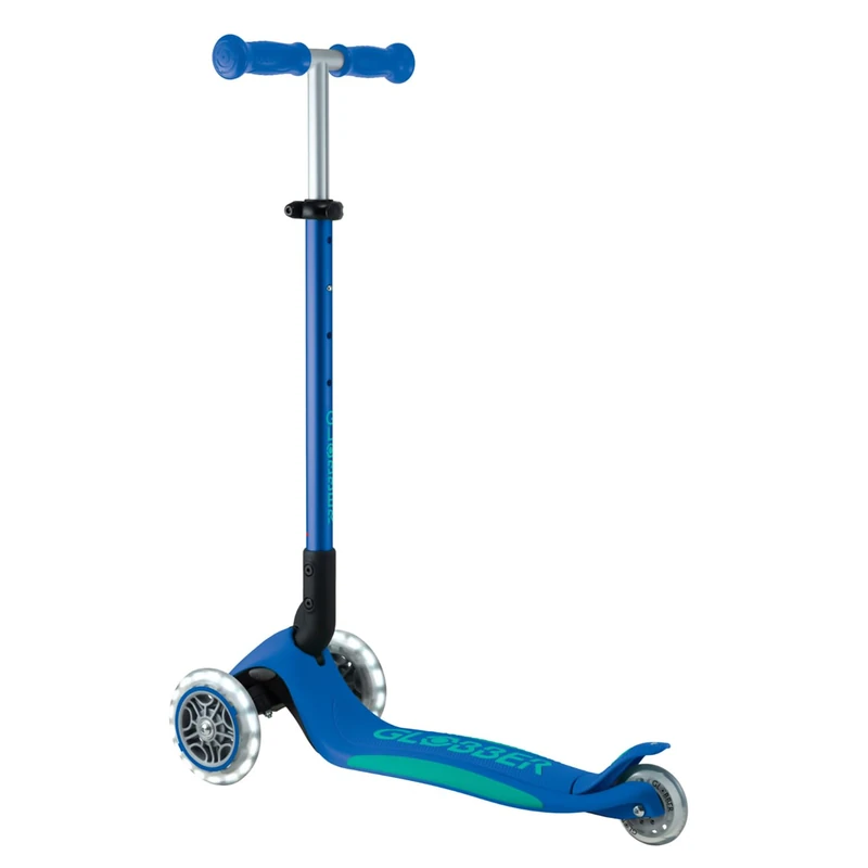 Globber - Primo Foldable Plus Lights - 3 Wheels Scooter for Children from 3 to 9 Years, Dark Blue