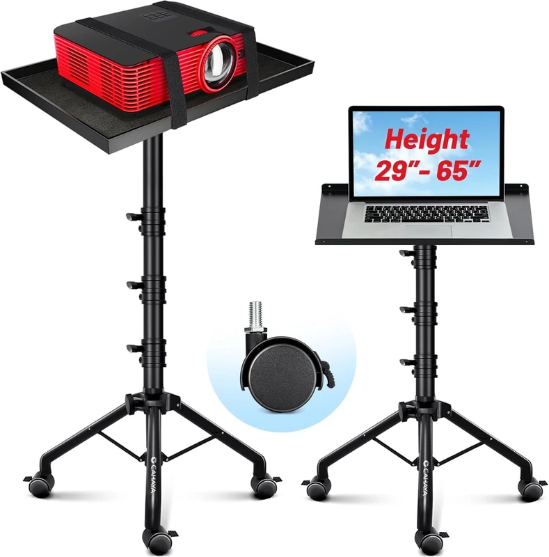 CAHAYA Projector Stand Floor Universal: Removable Stand Adjustable Height For Projectors with Wheels