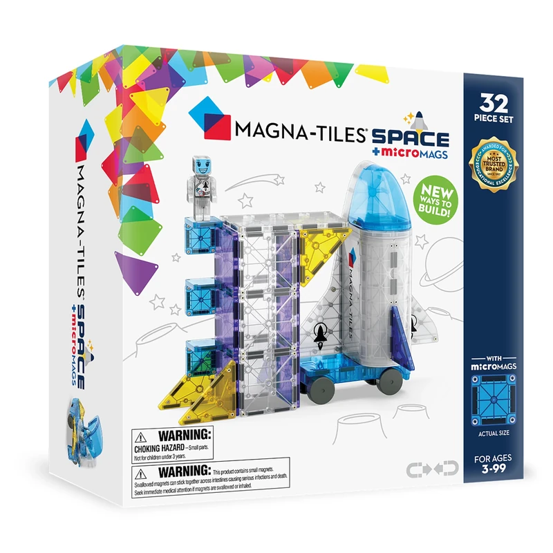 Magna-Tiles Space 32-Piece Magnetic Construction Set, The Original Magnetic Building Brand