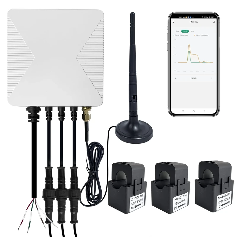 OWON 1 or 3 Phase Tuya Wi-Fi Bi-Directional Energy Monitor,Smart Home Power Monitor with 3 * 120A Clamp, Track Electricity in Real Time, Solar/Net Metering