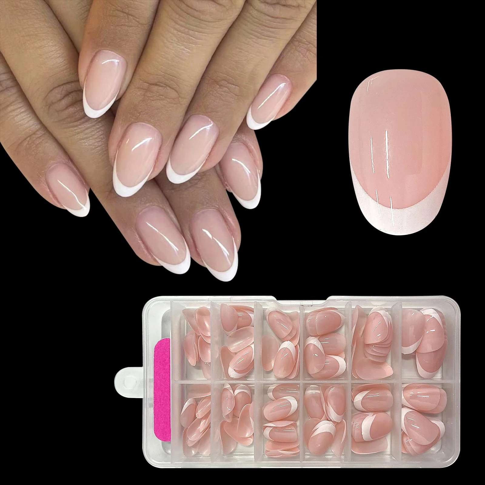 Stick on Nails- ZAHRVIA Nail Tips Short Ellipses French Fake Stick on Nails for Women Girls Nail Art French False Nails Short, 120Pcs Nude Soft Gel Press On Nail