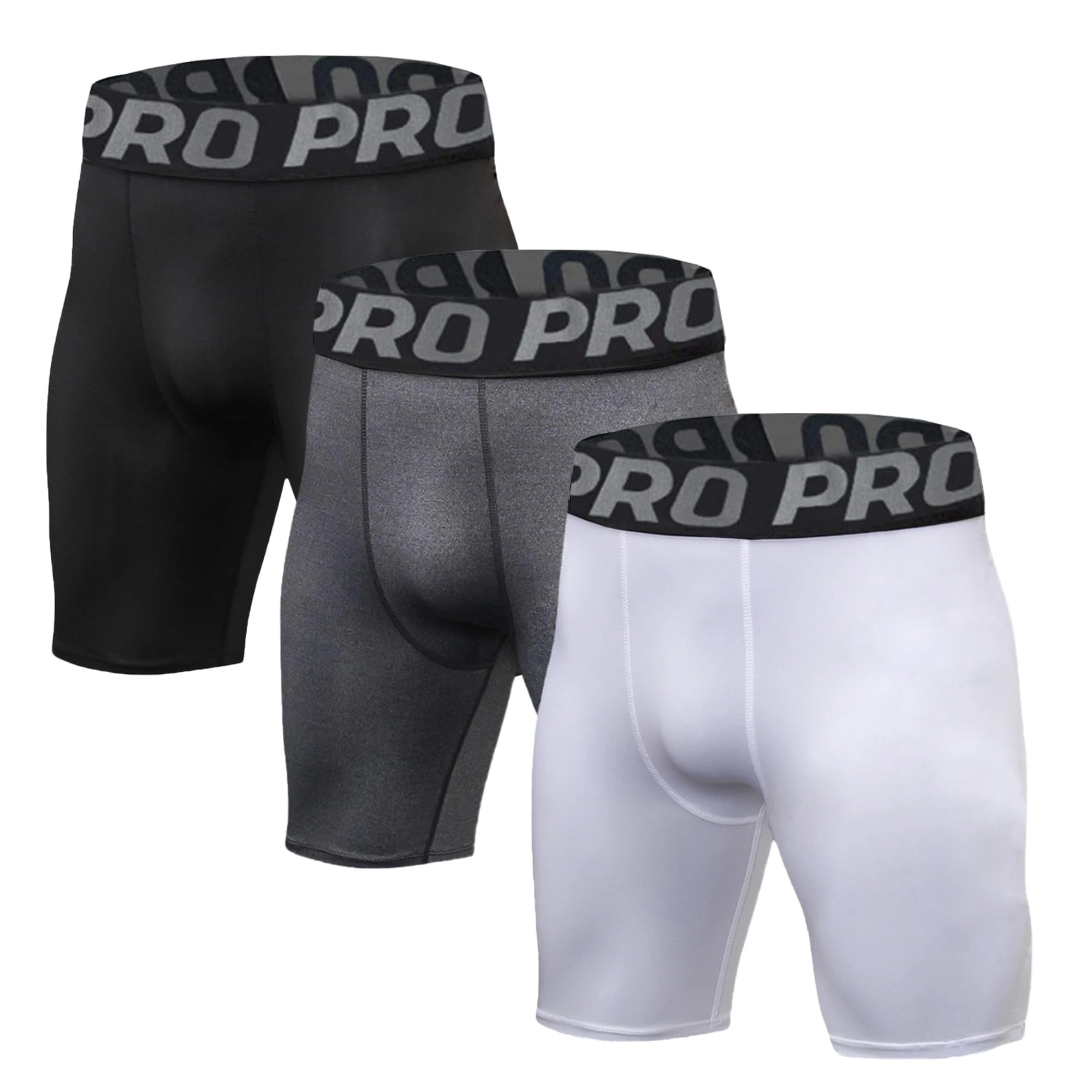 LNFINTDO 3 Pack Compression Shorts Men's Running Base Layer Quick Dry Sports Underwear Shorts for Cycling Workout Rugby Gym Athletic