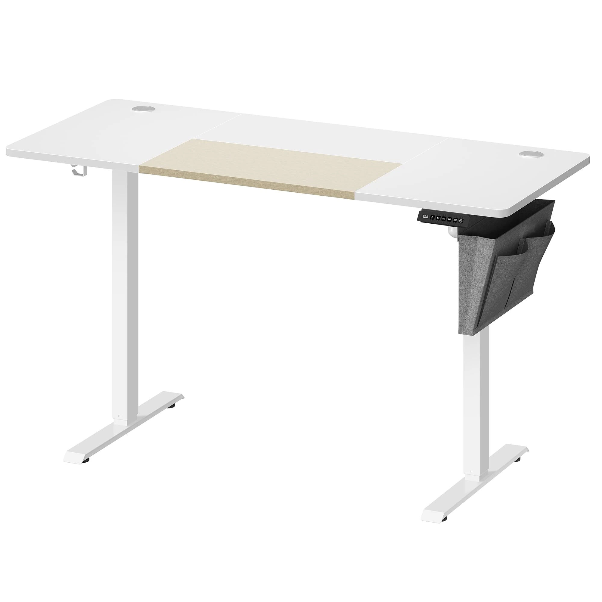 VASAGLE Electric Standing Desk, Height Adjustable Desk, 60 x 140 x (72-120) cm, 4 Memory Heights, Storage Pocket, for Home Office, Study, Cloud White and Matte White LSD016W11V1