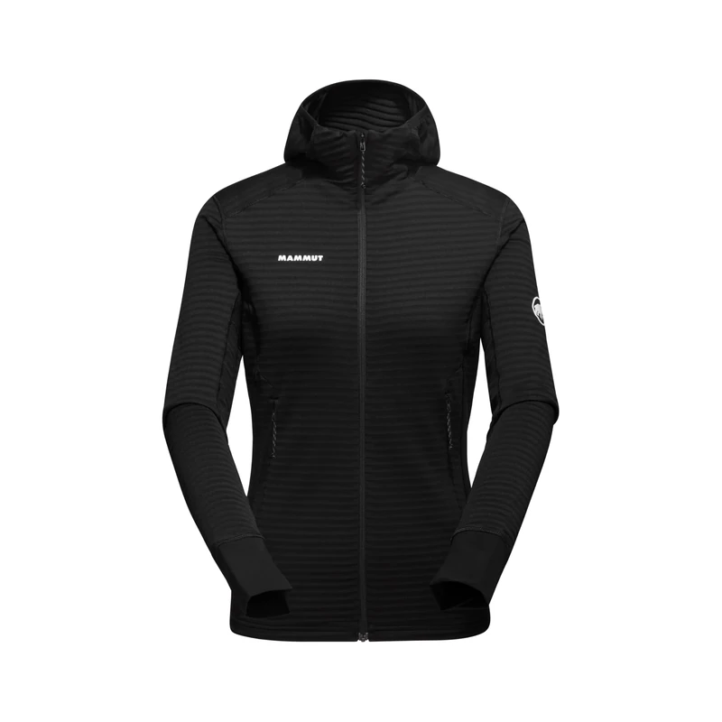 Mammut Taiss Light ML Hooded Jacket Women | Fleece and Nylon Midlayer with Zip for Mountain Hiking | Black, S