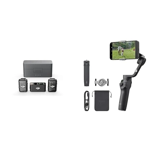 DJI Mic 2 (2 TX + 1 RX + Charging Case), All-in-one Wireless Microphone & OSMO Mobile 6 Smartphone Stabilizer, in Three Axis for phones