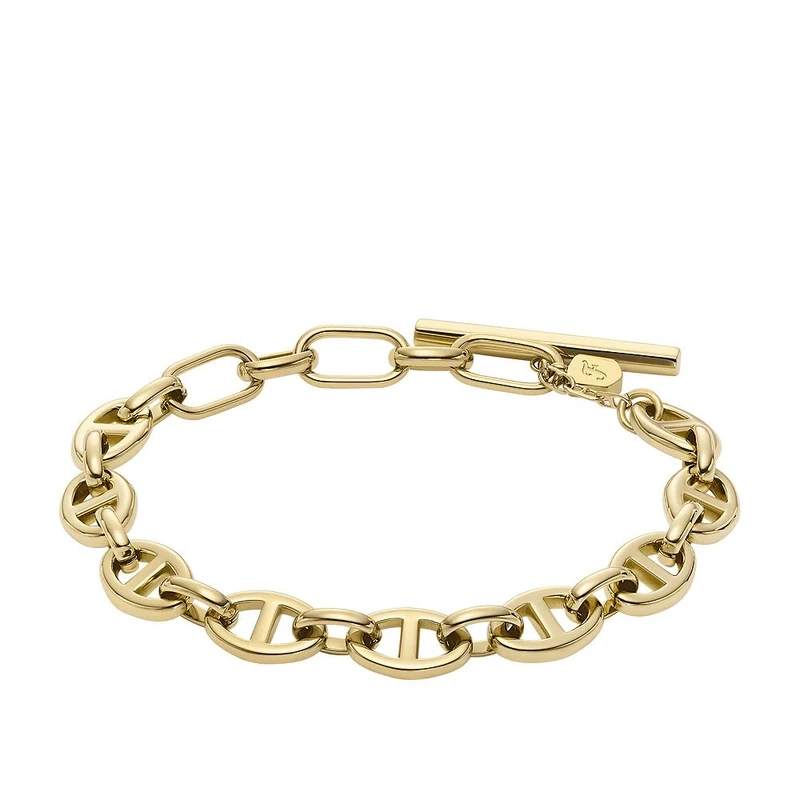 Fossil Women's Heritage D-Link Gold-Tone Stainless Steel Chain Bracelet, JF04759710